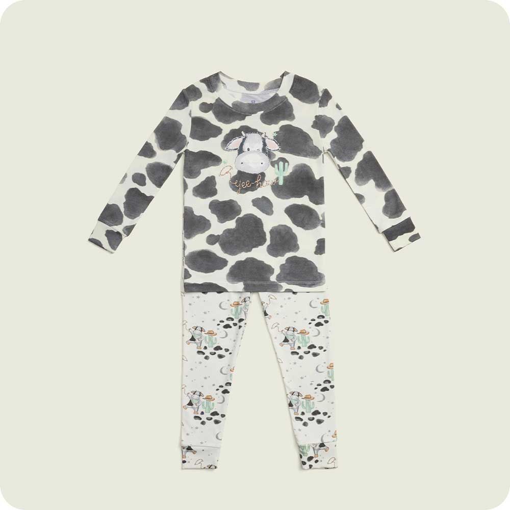 Black & White Cow Jersey Long Pajamas Warmies